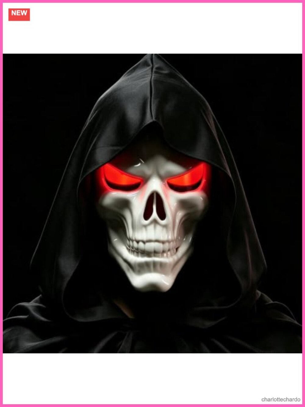 LED Skeleton Mask Glowing Red Eyes Halloween Costume Adult Scary Cosplay